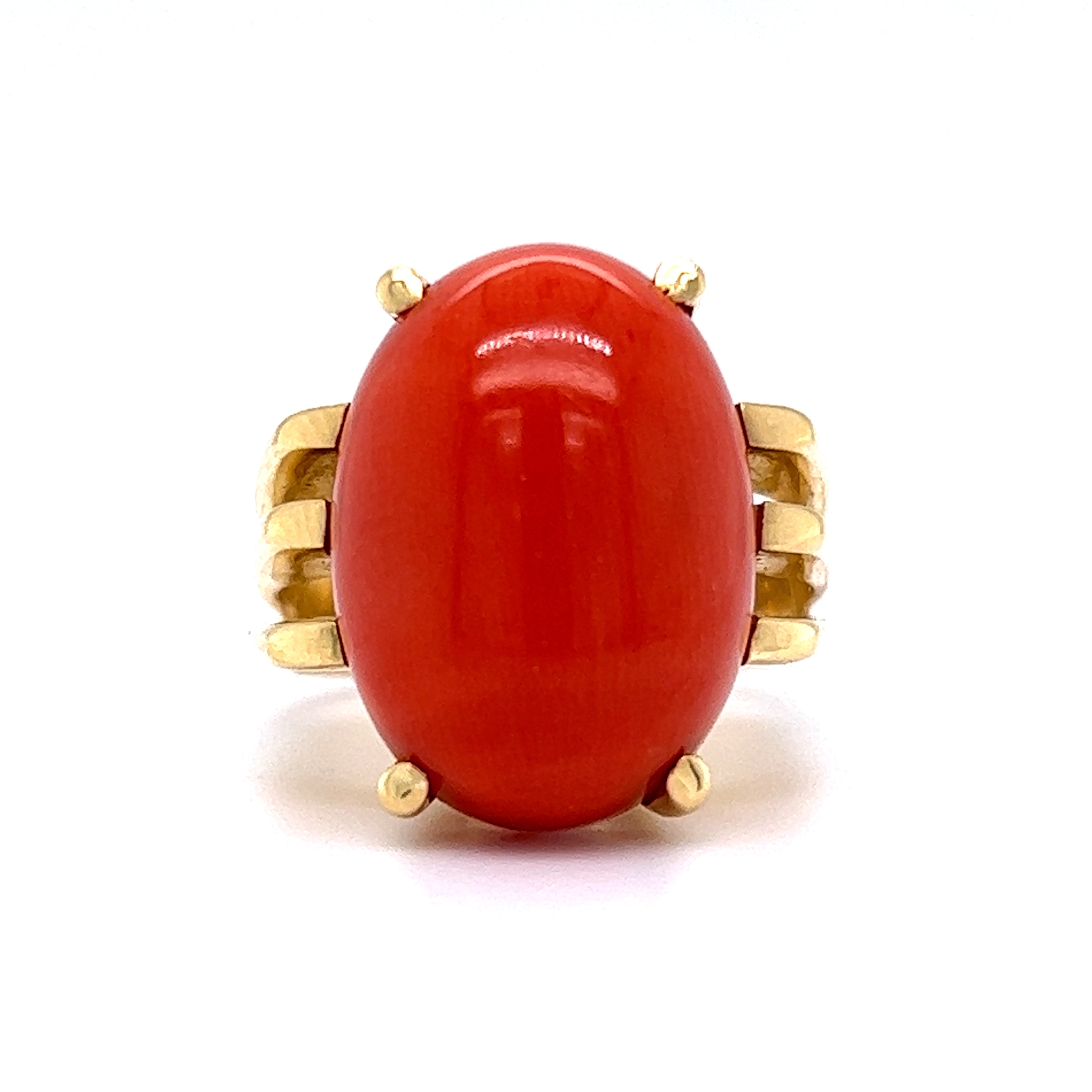 Red Coral Gold Ring (Design AC5) | GemPundit